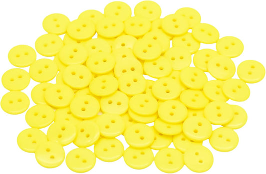 80 Pcs Small Yellow Resin Sewing Buttons, 1/2 Inch (12mm) 2 Hole Round Craft Buttons for Clothes Blouses Shirts Sewing & DIY Projects, Lightweight Tiny Replacement Buttons