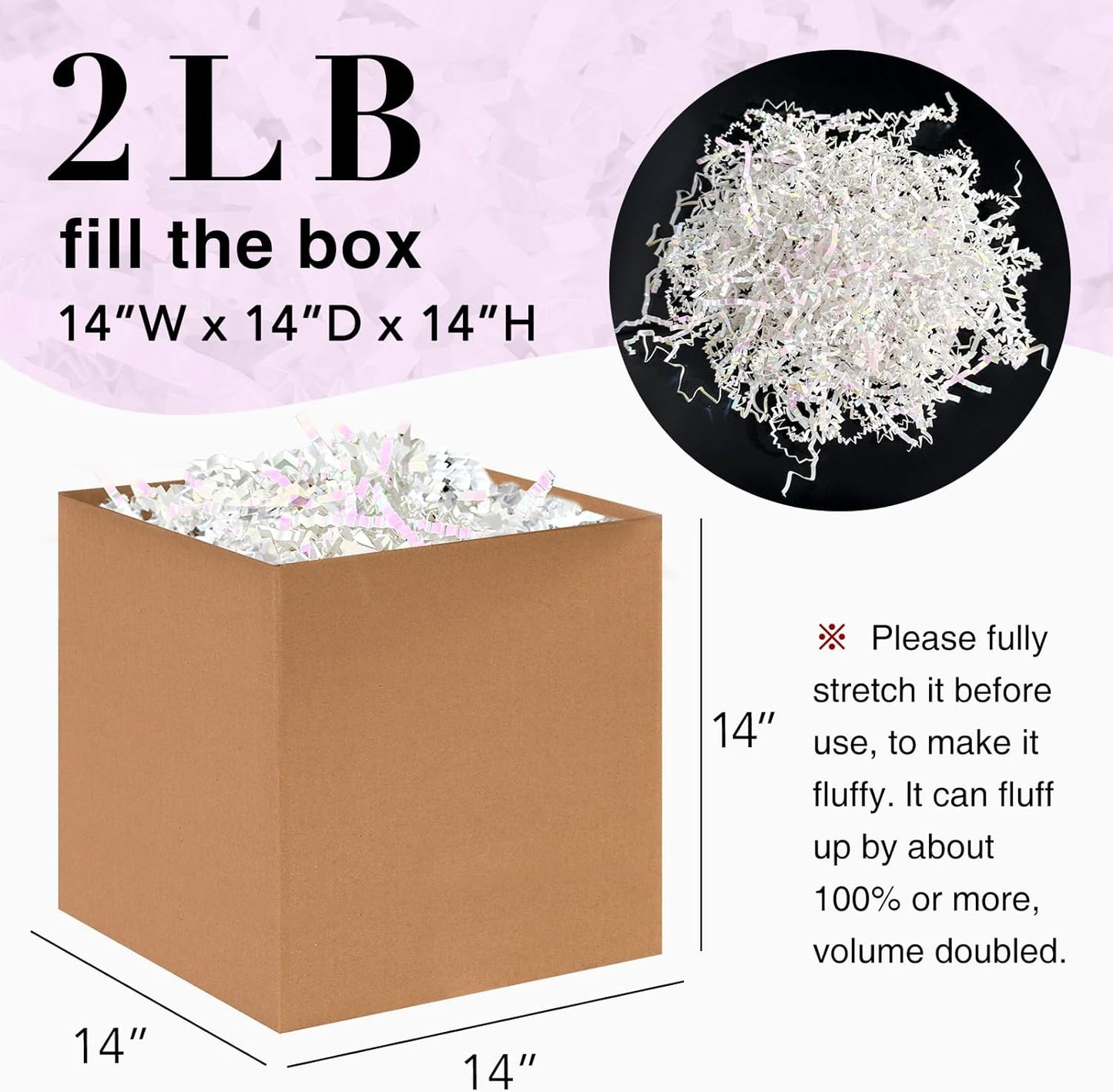 2LB Iridescent Crinkle Paper Shred Filler for Gift Box Bag and Basket On Holidays(Diamond White)