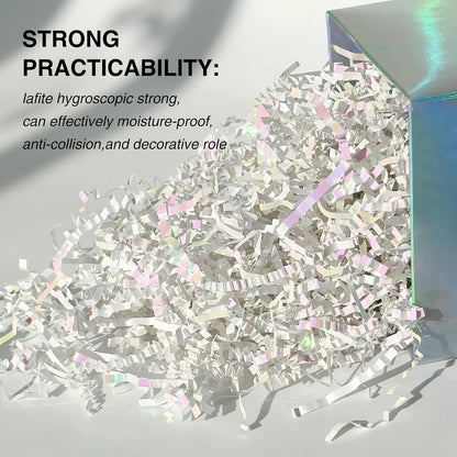 2LB Iridescent Crinkle Paper Shred Filler for Gift Box Bag and Basket On Holidays(Diamond White)