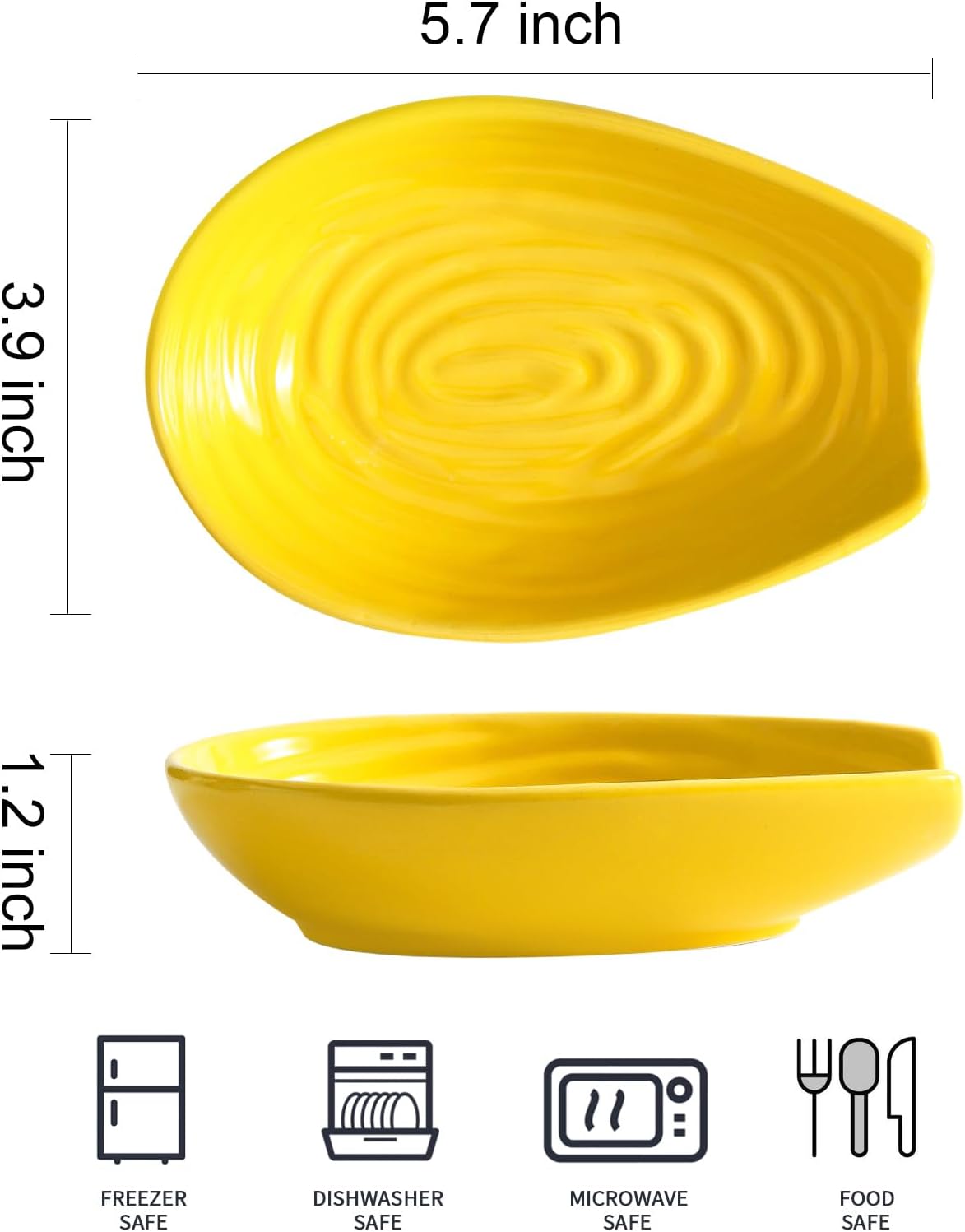 Spoon Rest, Porcelain Spoon Holder for Stove Top, Cooking Utensil Rest Kitchen Gadget Spoon Cradle for Spatula, Ladle, Tongs and Knife, Yellow