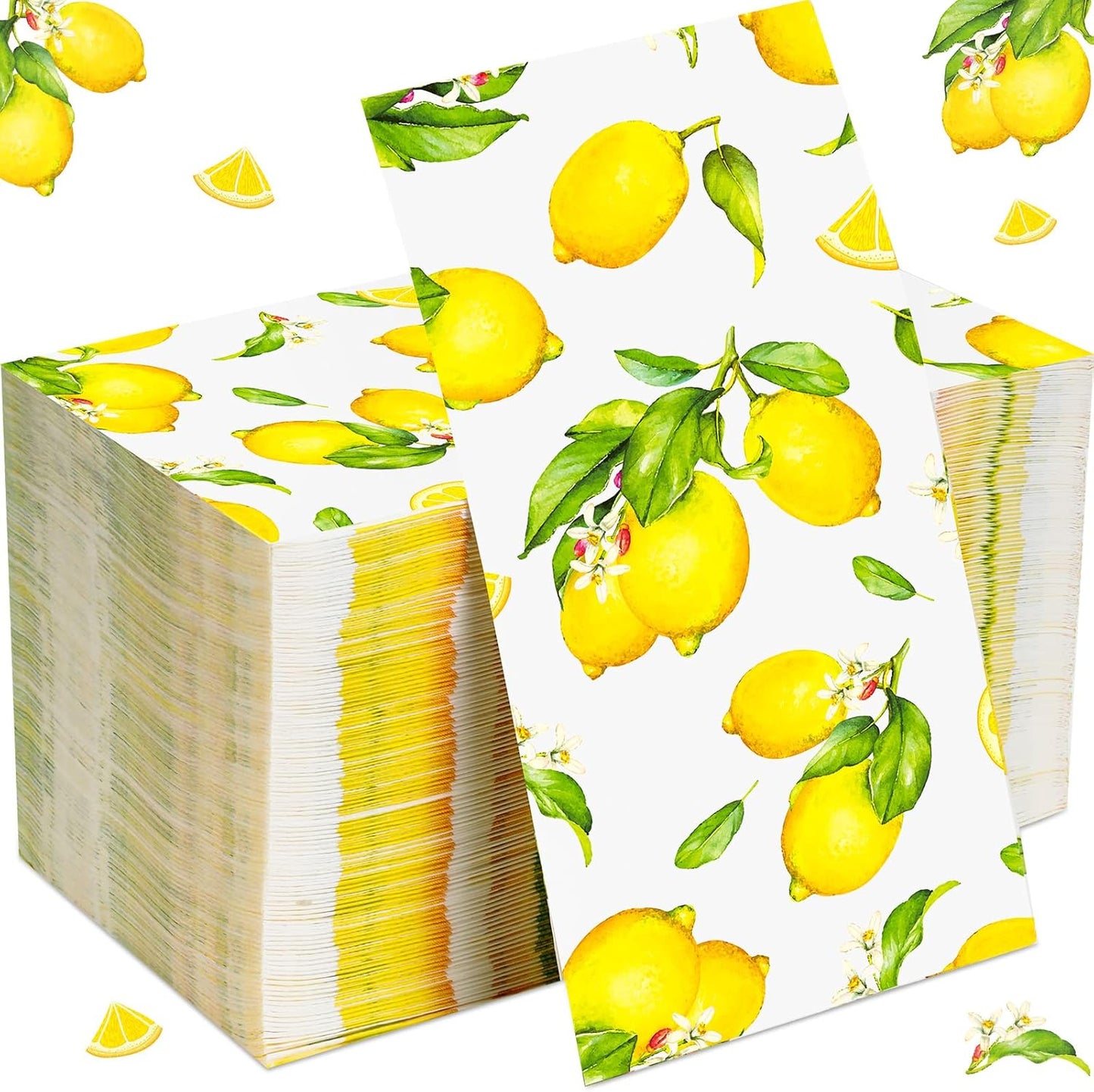 150 Pcs Summer Lemon Disposable Napkins 3 Ply Yellow Lemon Cocktail Paper Napkin Decorative Hand Towels for Wedding Kitchen Bathroom Summer Beverage Baby Shower Party