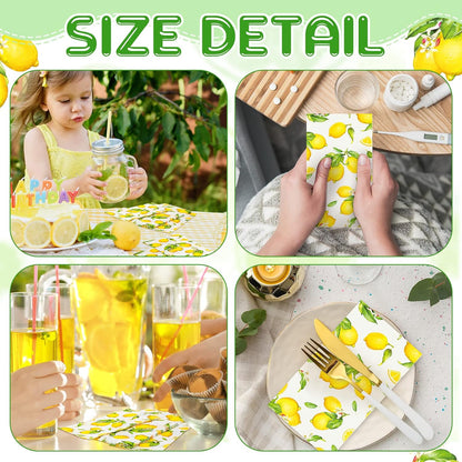 150 Pcs Summer Lemon Disposable Napkins 3 Ply Yellow Lemon Cocktail Paper Napkin Decorative Hand Towels for Wedding Kitchen Bathroom Summer Beverage Baby Shower Party