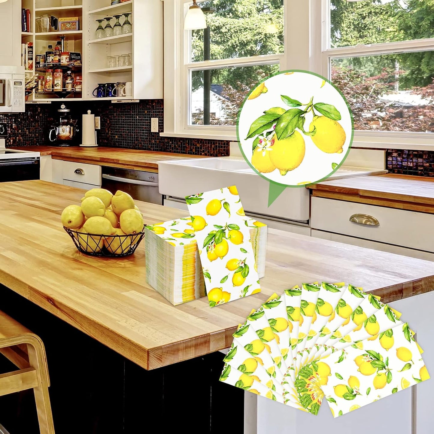150 Pcs Summer Lemon Disposable Napkins 3 Ply Yellow Lemon Cocktail Paper Napkin Decorative Hand Towels for Wedding Kitchen Bathroom Summer Beverage Baby Shower Party