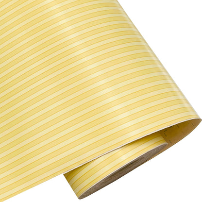 Yifely Yellow White Stripes Shelf Liner Drawer Units Decor Sticker Self-Adhesive Tabletop Protect Paper 17.7 Inch by 9.8 Feet