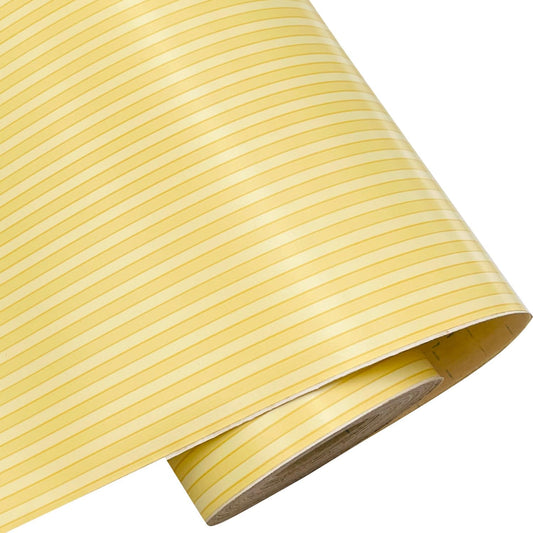 Yifely Yellow White Stripes Shelf Liner Drawer Units Decor Sticker Self-Adhesive Tabletop Protect Paper 17.7 Inch by 9.8 Feet