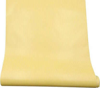 Yifely Yellow White Stripes Shelf Liner Drawer Units Decor Sticker Self-Adhesive Tabletop Protect Paper 17.7 Inch by 9.8 Feet