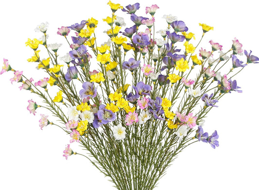16 Pcs Artificial Wildflowers with Stems Bulk Silk Spring Flowers Floral Picks 21inch Fake Forsythia Branches Faux Wildflowers Arrangements for Home Decor Indoor Outdoor Wedding Centerpieces