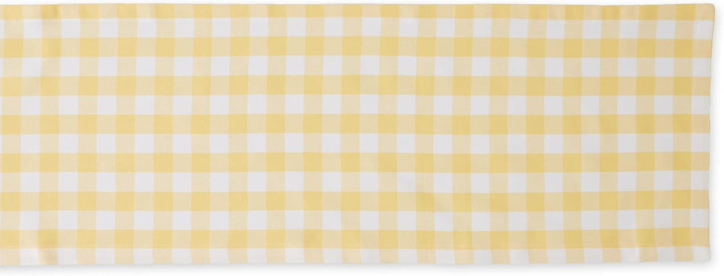 Checkered Tabletop Collection 100% Cotton, Machine Washable, Table Runner, 14x108, Yellow