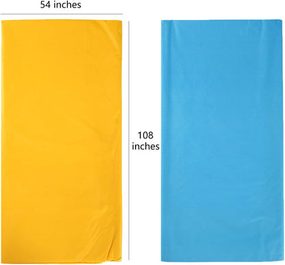 Plastic Tablecloths,Disposable Table Covers,Baby Shower Party Tablecovers,Table Cloths for Picnic Birthday Wedding Parties 8 ft Rectangle Use,54 x 108 Inches,2 Pack,Light Blue,Yellow.