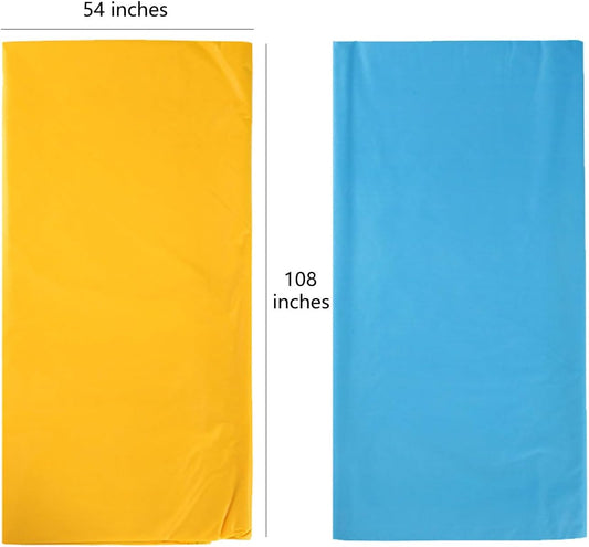 Plastic Tablecloths,Disposable Table Covers,Baby Shower Party Tablecovers,Table Cloths for Picnic Birthday Wedding Parties 8 ft Rectangle Use,54 x 108 Inches,2 Pack,Light Blue,Yellow.