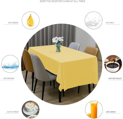 Plastic Tablecloths,Disposable Table Covers,Baby Shower Party Tablecovers,Table Cloths for Picnic Birthday Wedding Parties 8 ft Rectangle Use,54 x 108 Inches,2 Pack,Light Blue,Yellow.