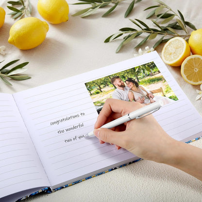 Capri Lemon Wedding Guest Book with Pen Lemon Guestbook Wedding Reception 7 x 10 Inches Amalfi Coast Guest Book Signing for Bridal Shower Baby Shower Mediterranean Amalfi Coast Party Decor