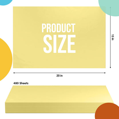 Party Solids Ivory Tissue Paper for Gift Bags - 15" X 20" Bulk Tissue Paper Ivory 480 Sheets - 10lb Newsprint for Packing, Birthday Gift Box Filler, Packing Supplies for Moving Supplies