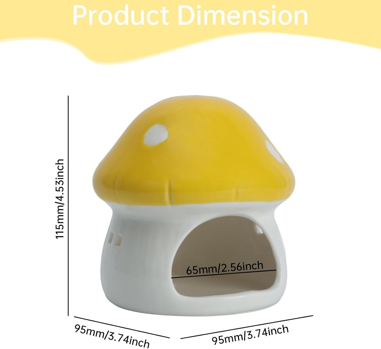 Aquarium Mushroom House Decorations, Ceramic Fish Tank Hideout Landscaping, Small Fish Hideaway Spawning Cave Decor for Shrimp Goldfish (Yellow)