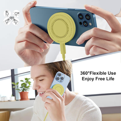 MagSafe Charger 2 Pack 15W Magnetic Wireless Charger Fast Charging Pad Compatible with iPhone 17/16/15/14/13/12 Series & AirPods 3/2/Pro Magnetic MagSafe Charging Pad with Dual Ports-Yellow