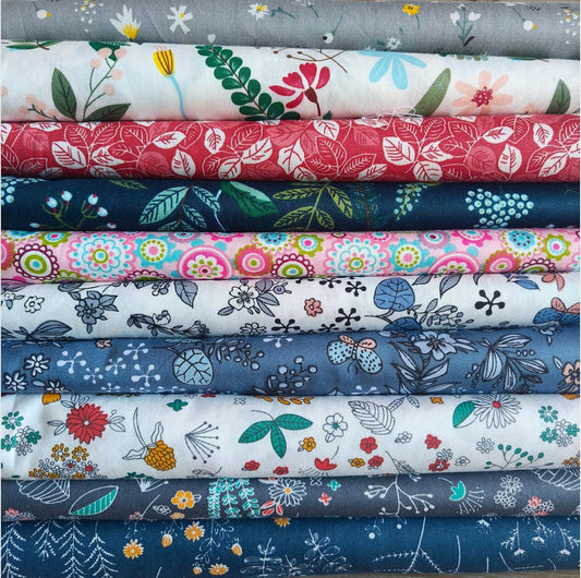 7PCS 9.8" x 9.8"(25 * 25CM) Quilting Fat Quarters Fabric Bundles, for Sewing Crafting,Print Floral Striped Polka Dot 100% Cotton Gingham Fabric (Yellow, 25 * 25cm)