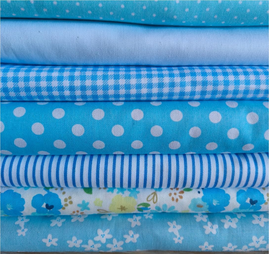7PCS 9.8" x 9.8"(25 * 25CM) Quilting Fat Quarters Fabric Bundles, for Sewing Crafting,Print Floral Striped Polka Dot 100% Cotton Gingham Fabric (Yellow, 25 * 25cm)