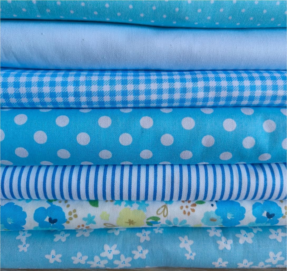 7PCS 9.8" x 9.8"(25 * 25CM) Quilting Fat Quarters Fabric Bundles, for Sewing Crafting,Print Floral Striped Polka Dot 100% Cotton Gingham Fabric (Yellow, 25 * 25cm)