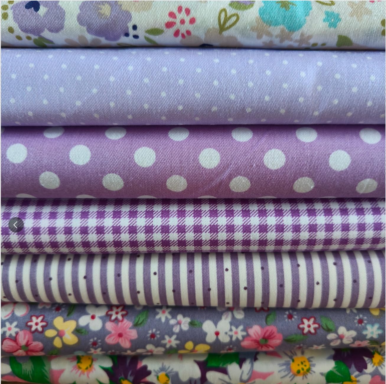 7PCS 9.8" x 9.8"(25 * 25CM) Quilting Fat Quarters Fabric Bundles, for Sewing Crafting,Print Floral Striped Polka Dot 100% Cotton Gingham Fabric (Yellow, 25 * 25cm)