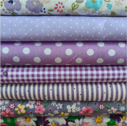 7PCS 9.8" x 9.8"(25 * 25CM) Quilting Fat Quarters Fabric Bundles, for Sewing Crafting,Print Floral Striped Polka Dot 100% Cotton Gingham Fabric (Yellow, 25 * 25cm)