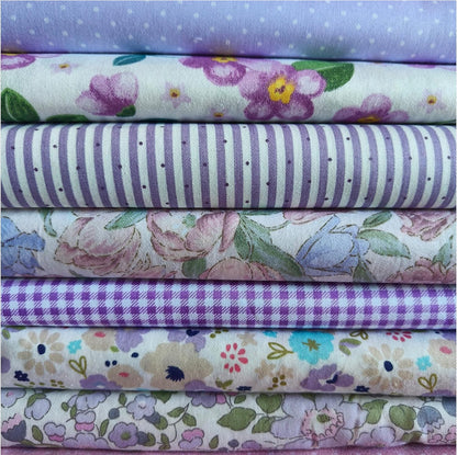 7PCS 9.8" x 9.8"(25 * 25CM) Quilting Fat Quarters Fabric Bundles, for Sewing Crafting,Print Floral Striped Polka Dot 100% Cotton Gingham Fabric (Yellow, 25 * 25cm)