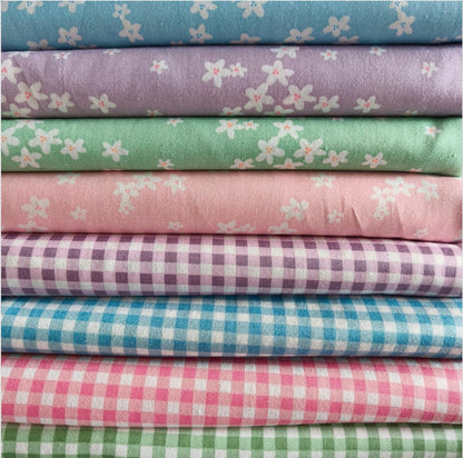 7PCS 9.8" x 9.8"(25 * 25CM) Quilting Fat Quarters Fabric Bundles, for Sewing Crafting,Print Floral Striped Polka Dot 100% Cotton Gingham Fabric (Yellow, 25 * 25cm)
