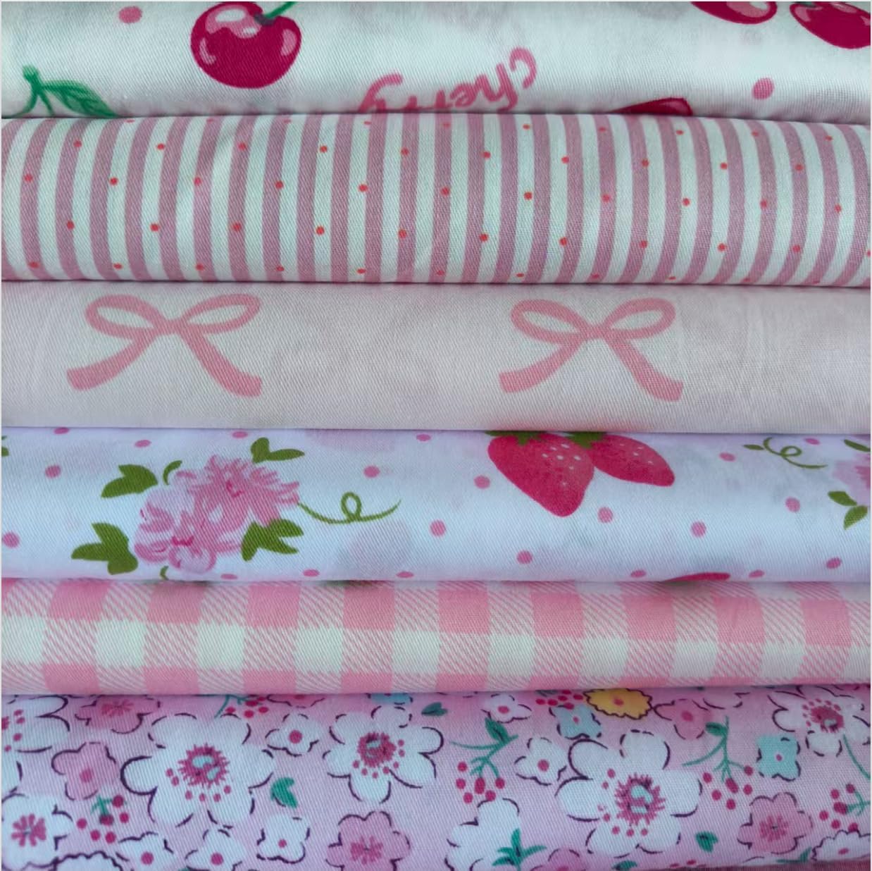 7PCS 9.8" x 9.8"(25 * 25CM) Quilting Fat Quarters Fabric Bundles, for Sewing Crafting,Print Floral Striped Polka Dot 100% Cotton Gingham Fabric (Yellow, 25 * 25cm)