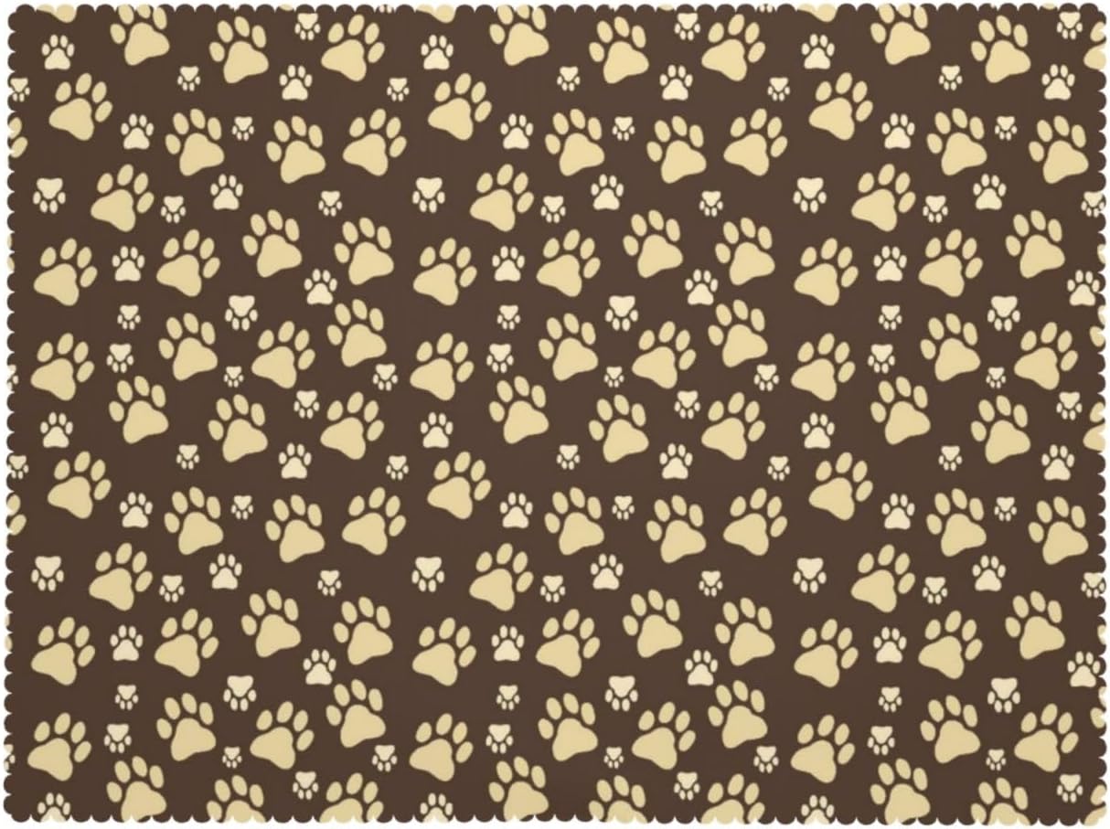 Cute Dog Paws Table Cloth for Dining Tables, Reusable Puppy Paw Doggy Tablecloths Brown Yellow Dog Footprints Tabletop Decoration Rectangle Table Cover for Home Kitchen Holiday 54x72Inch