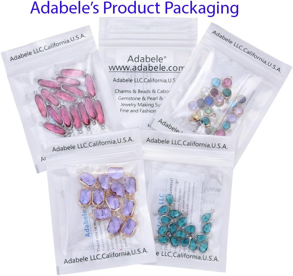Adabele 10pcs Grade A April Diamond Clear Birthstone Connector Rectangle Radiant Cut Link 14mm 18K Yellow Gold Plated Crystal Rhinestone Bead