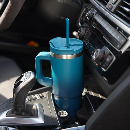 30 oz Insulated Tumbler Water Bottle with Handle, Straw Lid | BPA-free and dishwasher safe; made for gym, travel, coffee and gifting, 2 straws, cup holder friendly,Lemon