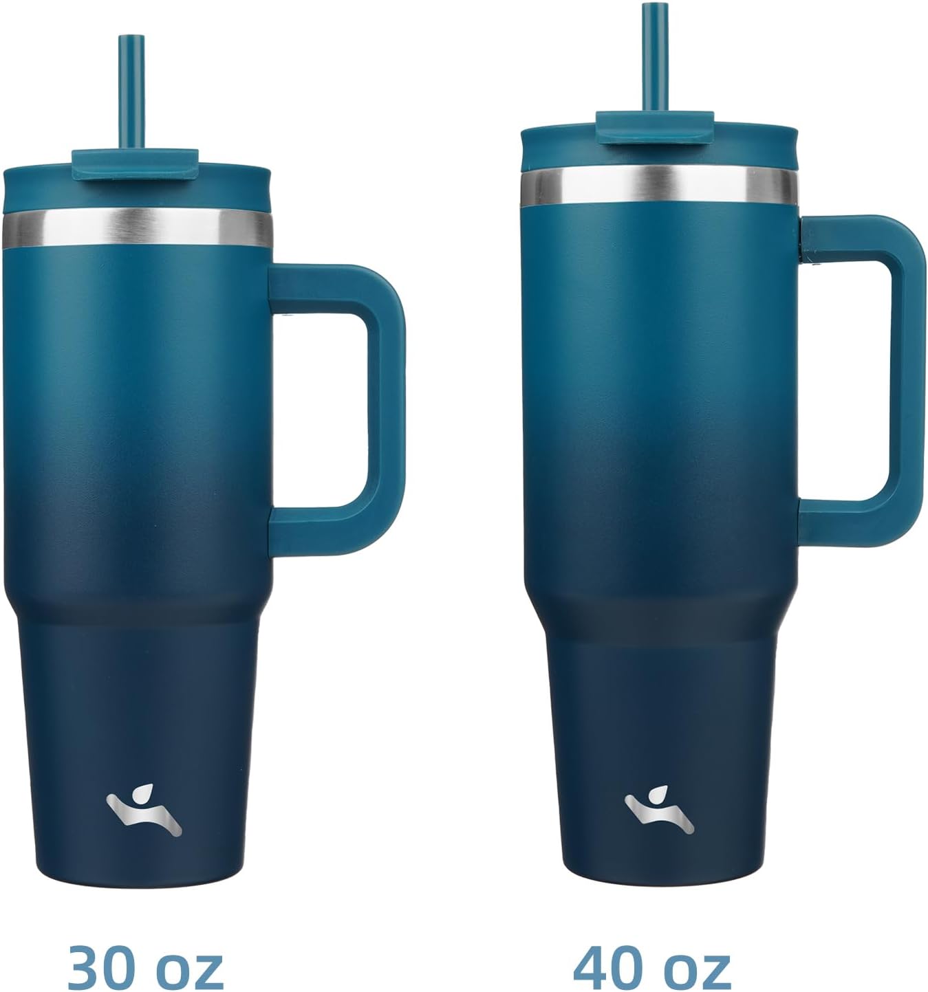 30 oz Insulated Tumbler Water Bottle with Handle, Straw Lid | BPA-free and dishwasher safe; made for gym, travel, coffee and gifting, 2 straws, cup holder friendly,Lemon