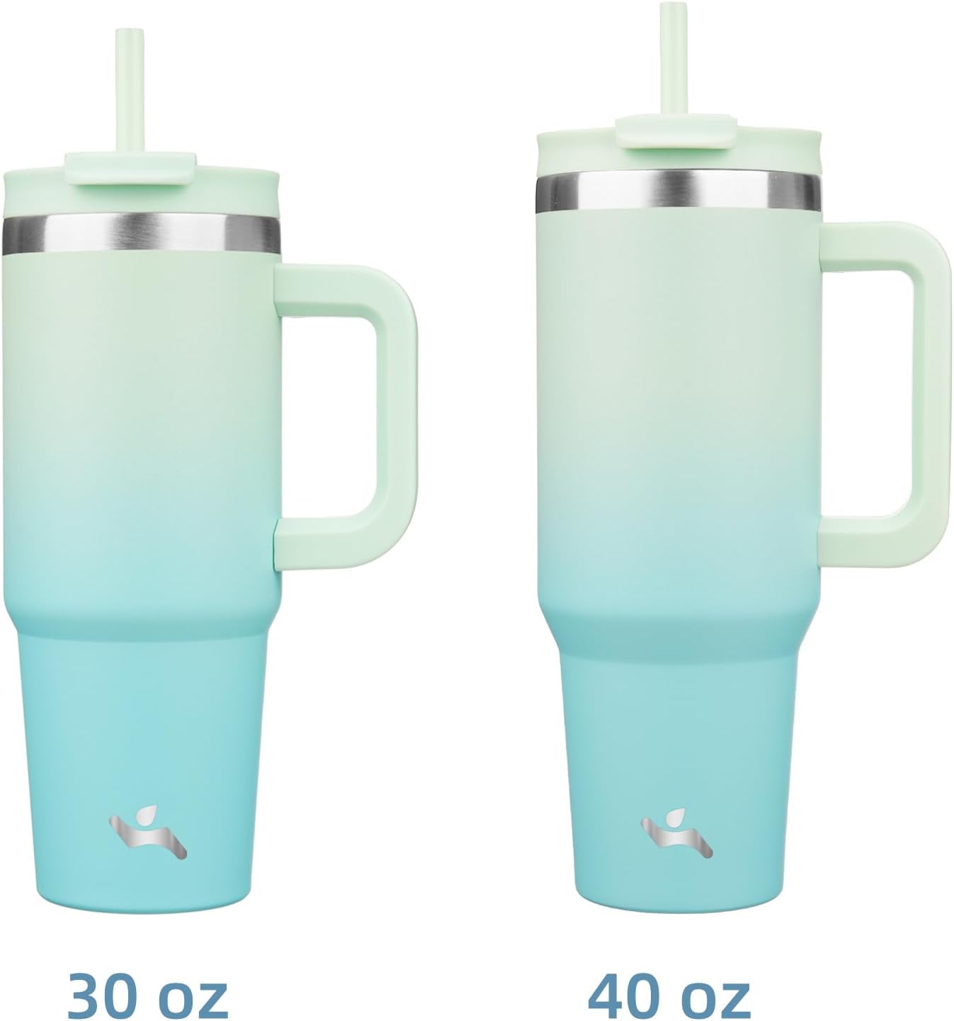 30 oz Insulated Tumbler Water Bottle with Handle, Straw Lid | BPA-free and dishwasher safe; made for gym, travel, coffee and gifting, 2 straws, cup holder friendly,Lemon