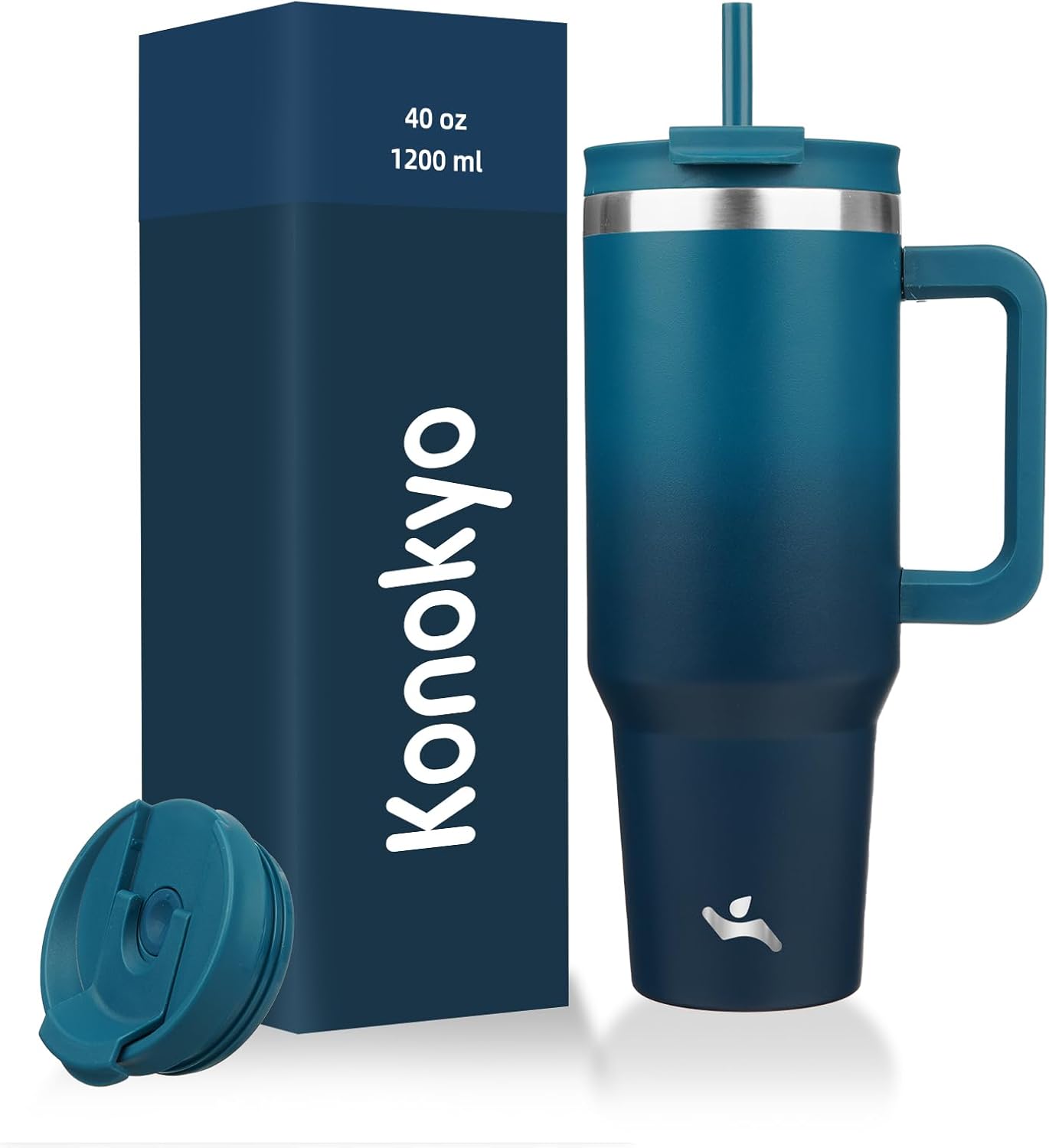 30 oz Insulated Tumbler Water Bottle with Handle, Straw Lid | BPA-free and dishwasher safe; made for gym, travel, coffee and gifting, 2 straws, cup holder friendly,Lemon