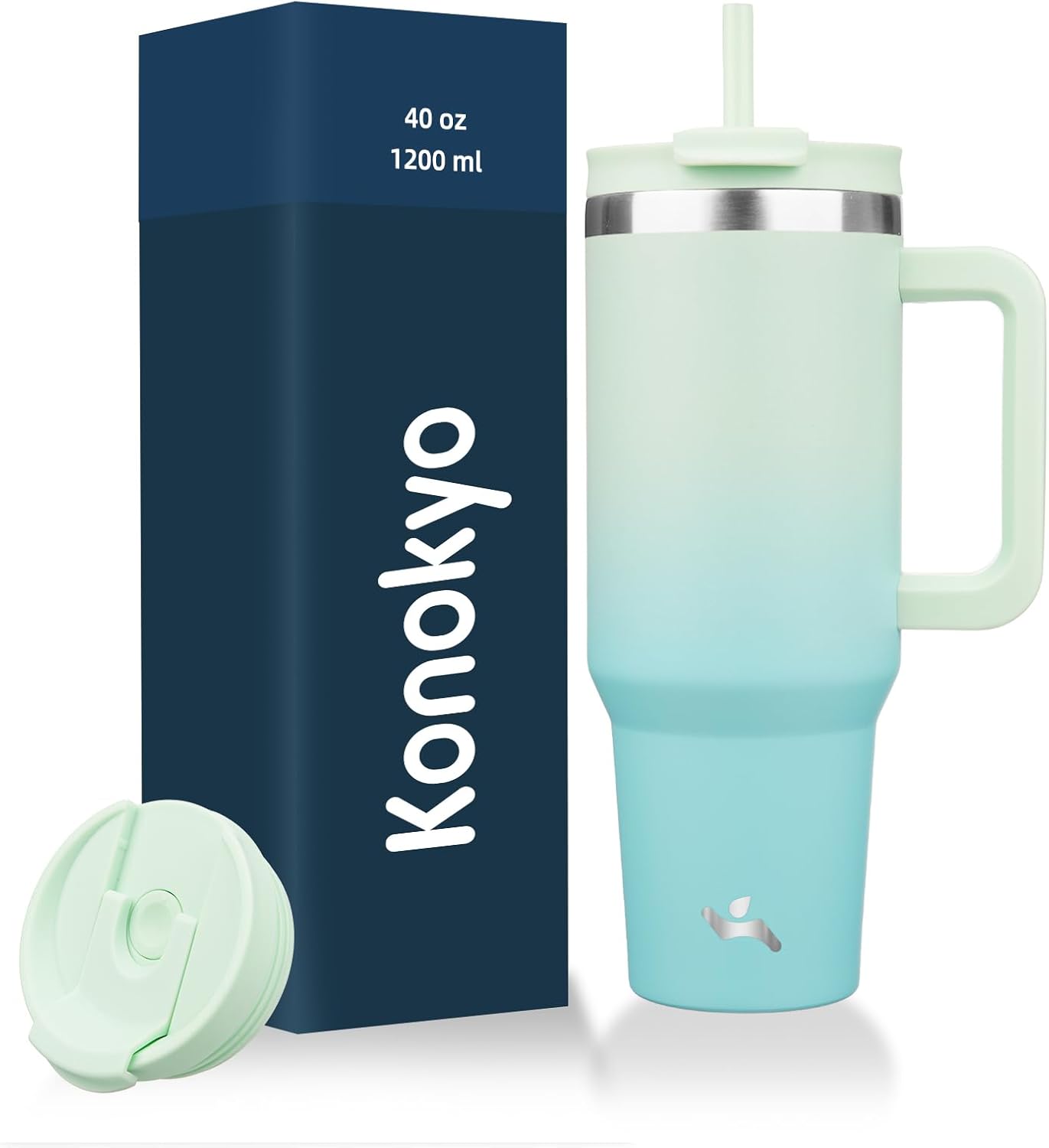 30 oz Insulated Tumbler Water Bottle with Handle, Straw Lid | BPA-free and dishwasher safe; made for gym, travel, coffee and gifting, 2 straws, cup holder friendly,Lemon