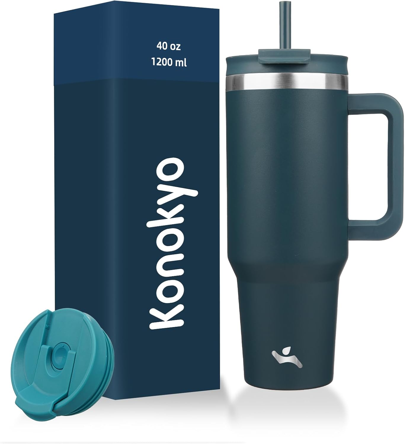 30 oz Insulated Tumbler Water Bottle with Handle, Straw Lid | BPA-free and dishwasher safe; made for gym, travel, coffee and gifting, 2 straws, cup holder friendly,Lemon