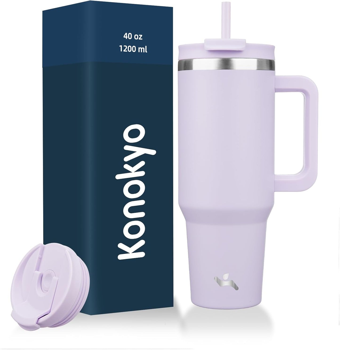 30 oz Insulated Tumbler Water Bottle with Handle, Straw Lid | BPA-free and dishwasher safe; made for gym, travel, coffee and gifting, 2 straws, cup holder friendly,Lemon