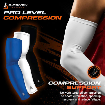 Cooling Sports Compression Arm Sleeves for Men, Women, Youth - UV Sun Protection & Tattoo Cover Up Forearm Sleeve - 3 Pack