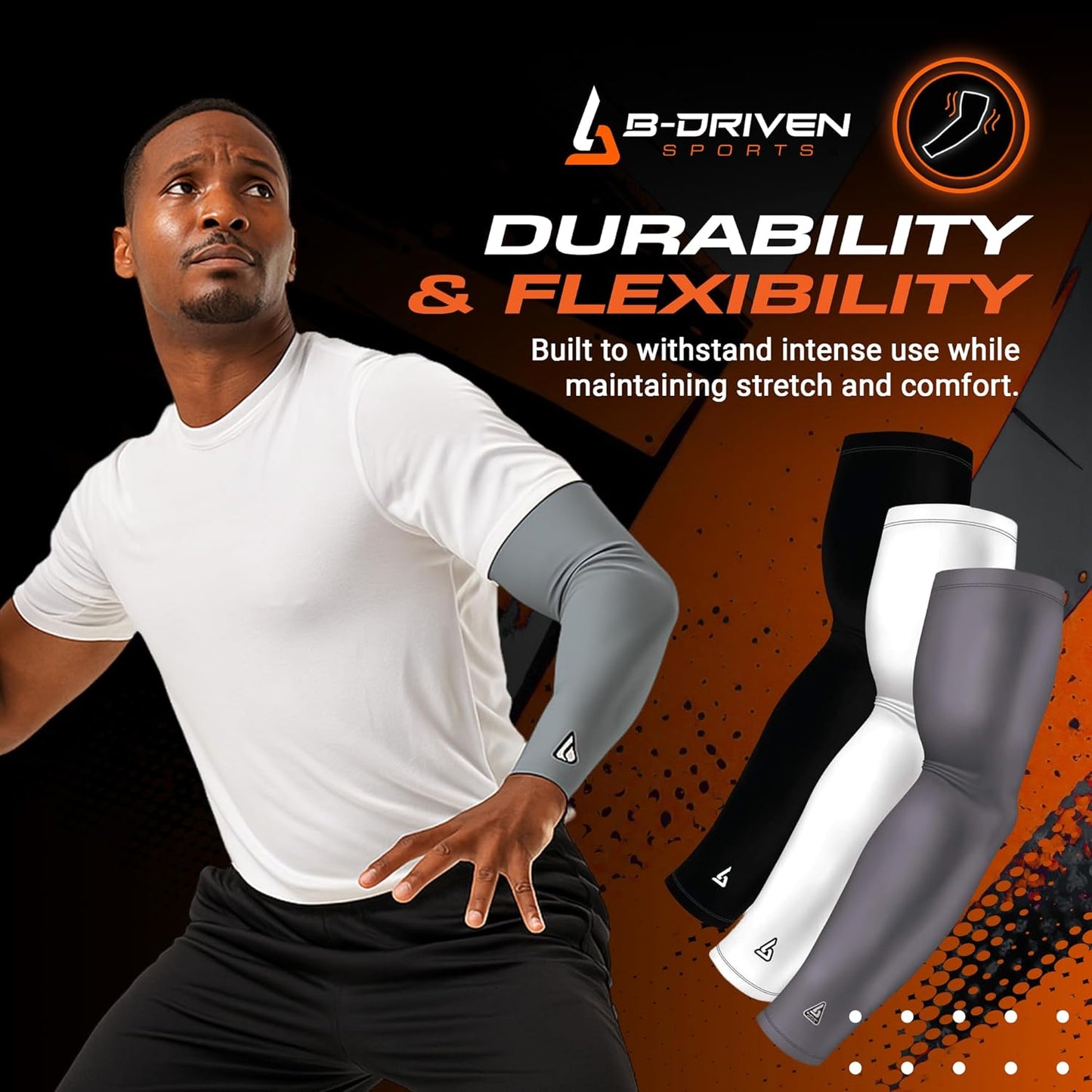 Cooling Sports Compression Arm Sleeves for Men, Women, Youth - UV Sun Protection & Tattoo Cover Up Forearm Sleeve - 3 Pack