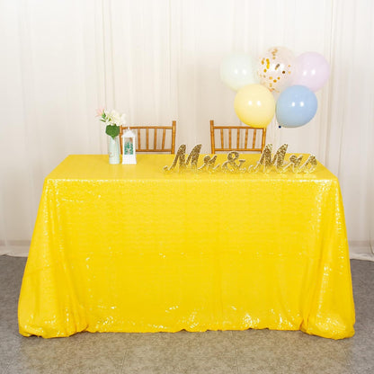 Sequin Tablecloth 48"x72" Yellow Rectangle - Glitter Wedding Cover & Party Overlay, Sparkling Fabric for Events, Dinner Decor