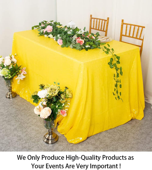 Sequin Tablecloth 48"x72" Yellow Rectangle - Glitter Wedding Cover & Party Overlay, Sparkling Fabric for Events, Dinner Decor
