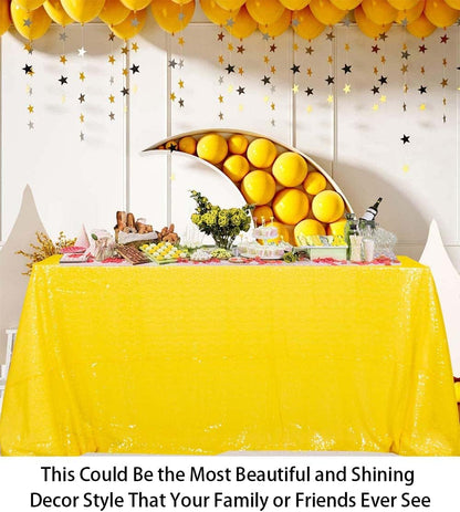 Sequin Tablecloth 48"x72" Yellow Rectangle - Glitter Wedding Cover & Party Overlay, Sparkling Fabric for Events, Dinner Decor