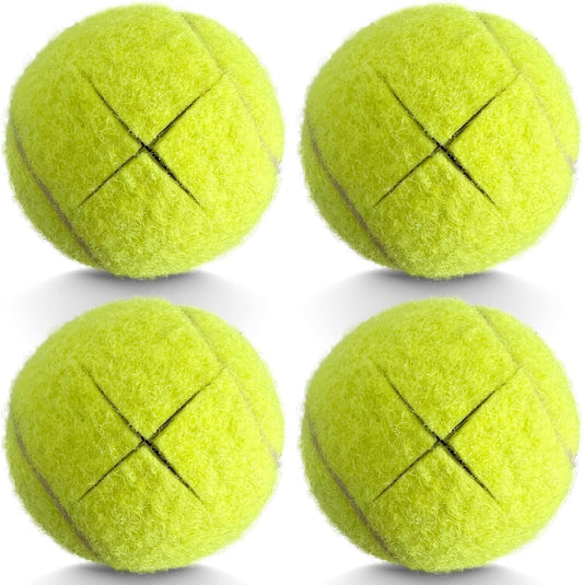 Precut Tennis Balls for Walkers, 4 PCS Heavy Duty Long Lasting Glide Balls - Precut for Easy Installation, Universal Felt Pads for Walker Legs & Furniture, Floor Protectors