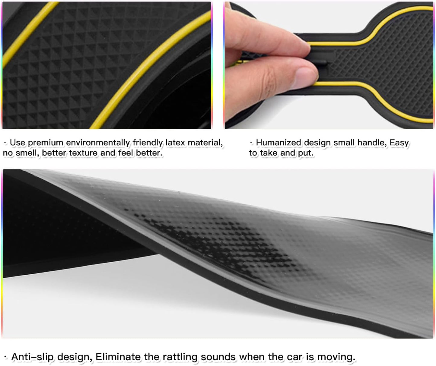 SKTU 2024 2025 2026 Chevy Trax Door Slot Mat for 2024 2025 2026 Chevrolet Trax (LS,1RS,LT,2RS,ACTIV) 14PCS Fit Door Compartment Cup Center Console Liners (Yellow)