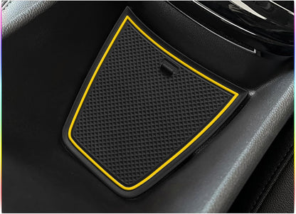 SKTU 2024 2025 2026 Chevy Trax Door Slot Mat for 2024 2025 2026 Chevrolet Trax (LS,1RS,LT,2RS,ACTIV) 14PCS Fit Door Compartment Cup Center Console Liners (Yellow)