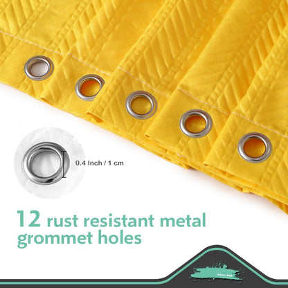 Yellow Fabric Shower Curtain or Liner - Leaf Weave Textured Thin Cloth Shower Curtains for Bathroom, Hotel Luxury Light Weighted Bath Curtain Set with 12 Hooks,72x72, Yellow