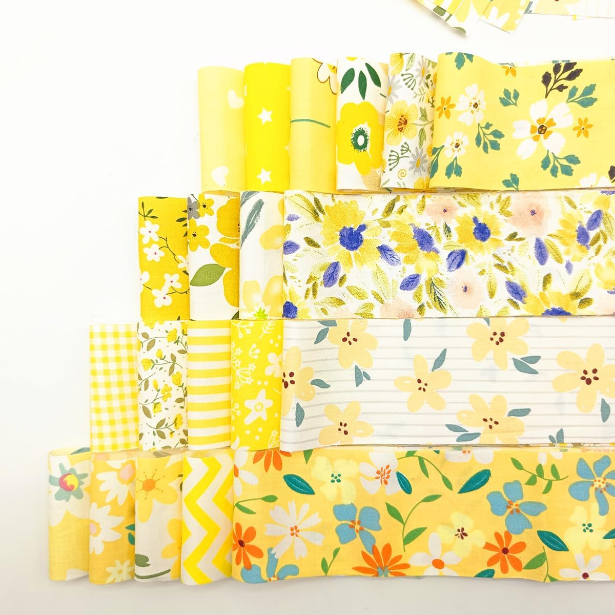 80 Pcs Jelly Roll Fabric Strips for Quilting Fabrics, Sewing Supplies 2.6 Inch Precut Cotton Fabric Bundles, Perfect for Quilt Projects Yellow