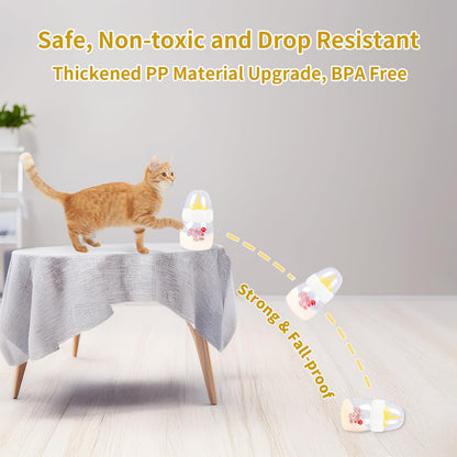 Pet Feeding Bottle,3 Pack 60ml Nursing Bottle, 3 Sizes Nipples with Ventilation Valve Resistant Tearing Perfect for Puppies, Kittens, Small Wildlife(Yellow)