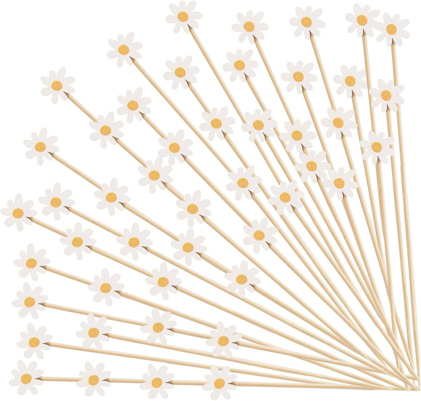 Spring Daisy Cocktail Picks 100 pcs Floral Decorative Toothpicks for Appetizers Fruit Sticks Food Sandwich Sunflower Daisy Decorations Party Supplies for Valentine's Day Birthday Wedding Baby Shower