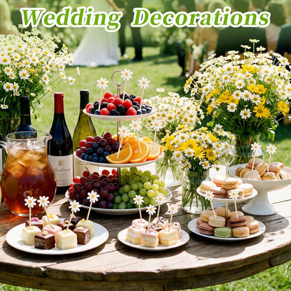 Spring Daisy Cocktail Picks 100 pcs Floral Decorative Toothpicks for Appetizers Fruit Sticks Food Sandwich Sunflower Daisy Decorations Party Supplies for Valentine's Day Birthday Wedding Baby Shower