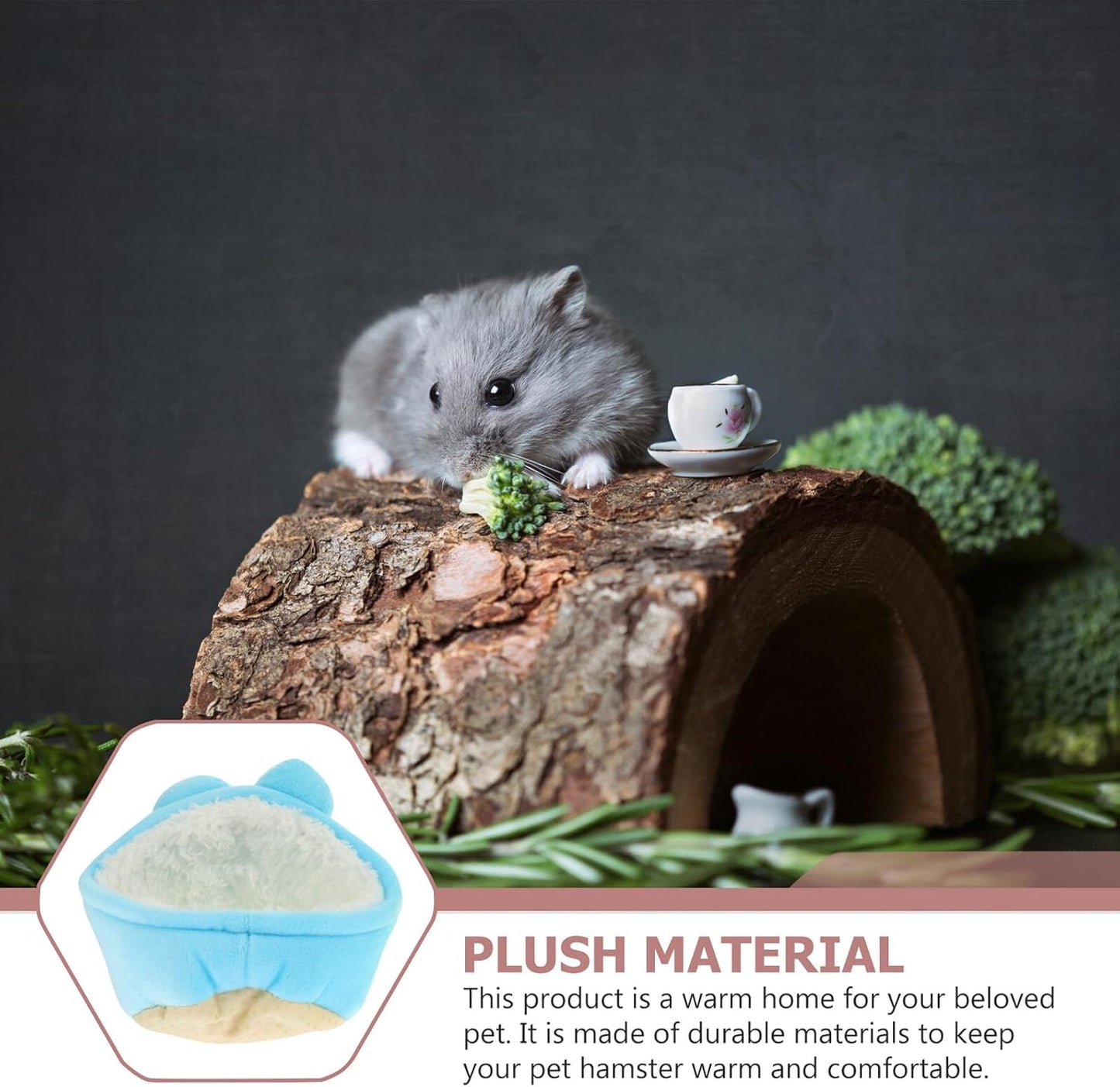 2pcs Hamster Cave and Warm Cotton Pet Rest Bed Plush Winter Sleeping Nest for Small Pets Blue and Yellow Cozy Hamster Hideout and Squirrels